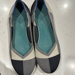 Rothy's Black and Cream Checkered Flats